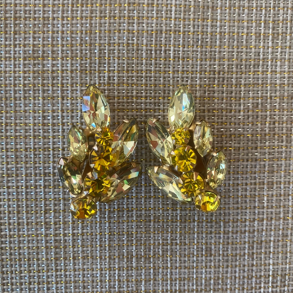 Vintage Clip Crystal Earrings
